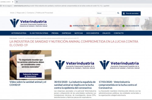 Veterindustria lanza en su web una sección sobre la crisis del coronavirus