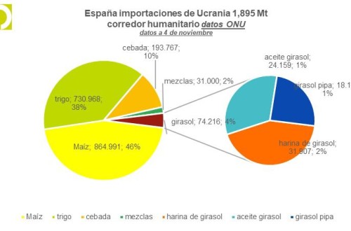 España ha importado ya unos 2 Mt de cereales y girasol de Ucrania a través del “corredor humanitario”