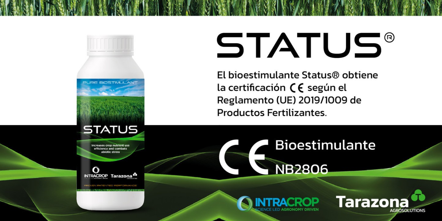 El bioestimulante Status, distribuido en España por Tarazona, obtiene la certificación como producto fertilizante UE