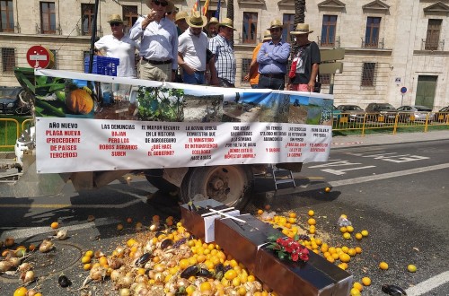 Cientos de agricultores y tractores de AVA-Asaja y CCPV-COAG reclaman en Valencia medidas urgentes al Gobierno