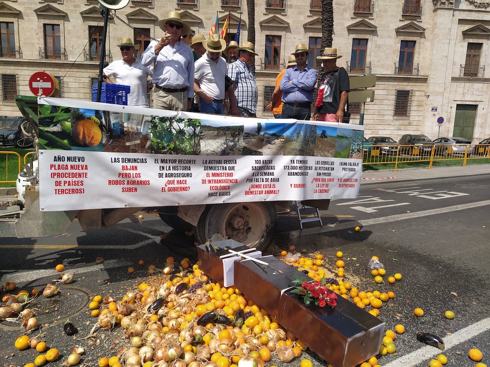Cientos de agricultores y tractores de AVA-Asaja y CCPV-COAG reclaman en Valencia medidas urgentes al Gobierno