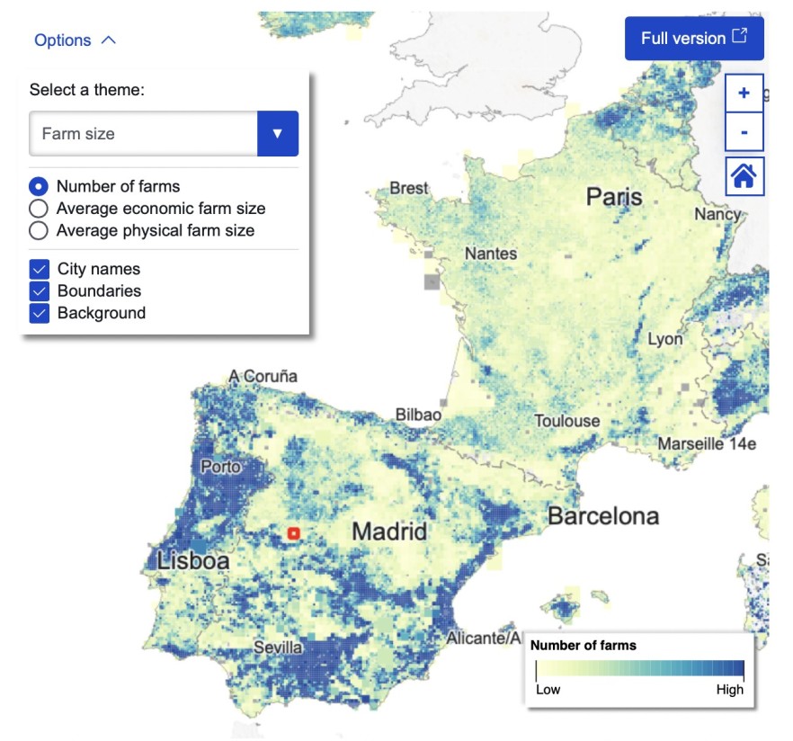 Eurostat lanza una nueva web con datos geoespaciales experimentales procedentes del censo agrario