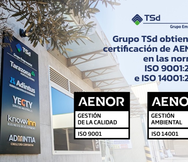 Grupo TSd consigue la doble certificación AENOR en las normas internacionales ISO 9001 e ISO 14001